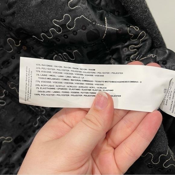 Joseph Ribkoff Veston Jacket Full-Zip Wool Blend Patchwork Sequin Embroidered - Picture 8 of 9